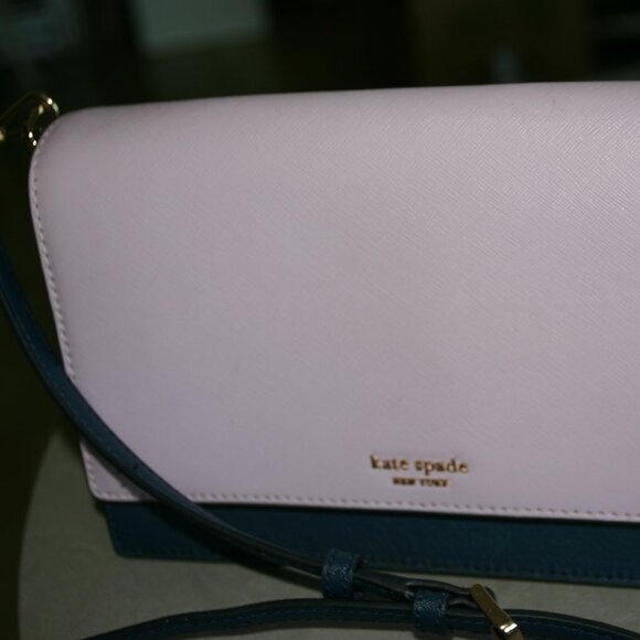 Kate Spade leather shoulder bag, dark blue/lavender/white - Picture 1 of 8